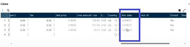 Sage X3 acknowledged dates