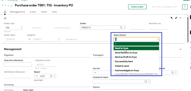 Sage X3 PO submission
