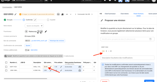 Price modification interface