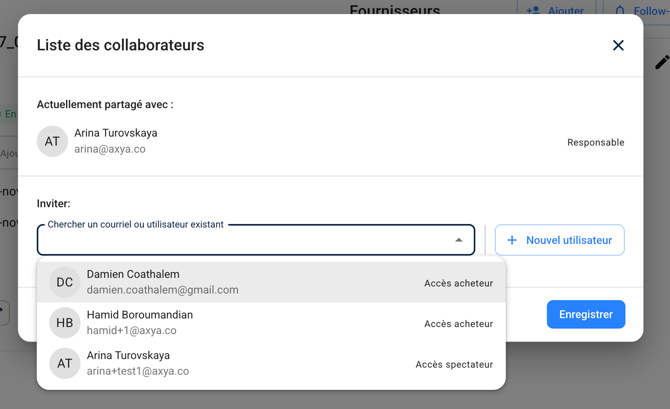 Adding collaborators to an RFQ